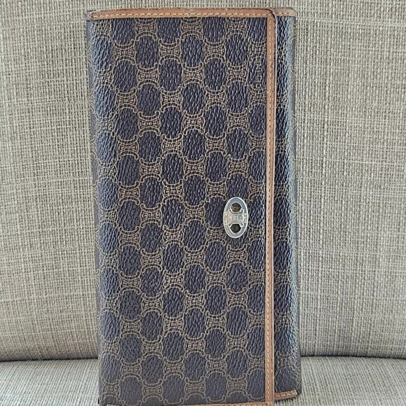 CELINE Paris Card Holder Wallet Macadam Long Clutch Purse Bag Made in Italy auth - Picture 5 of 15